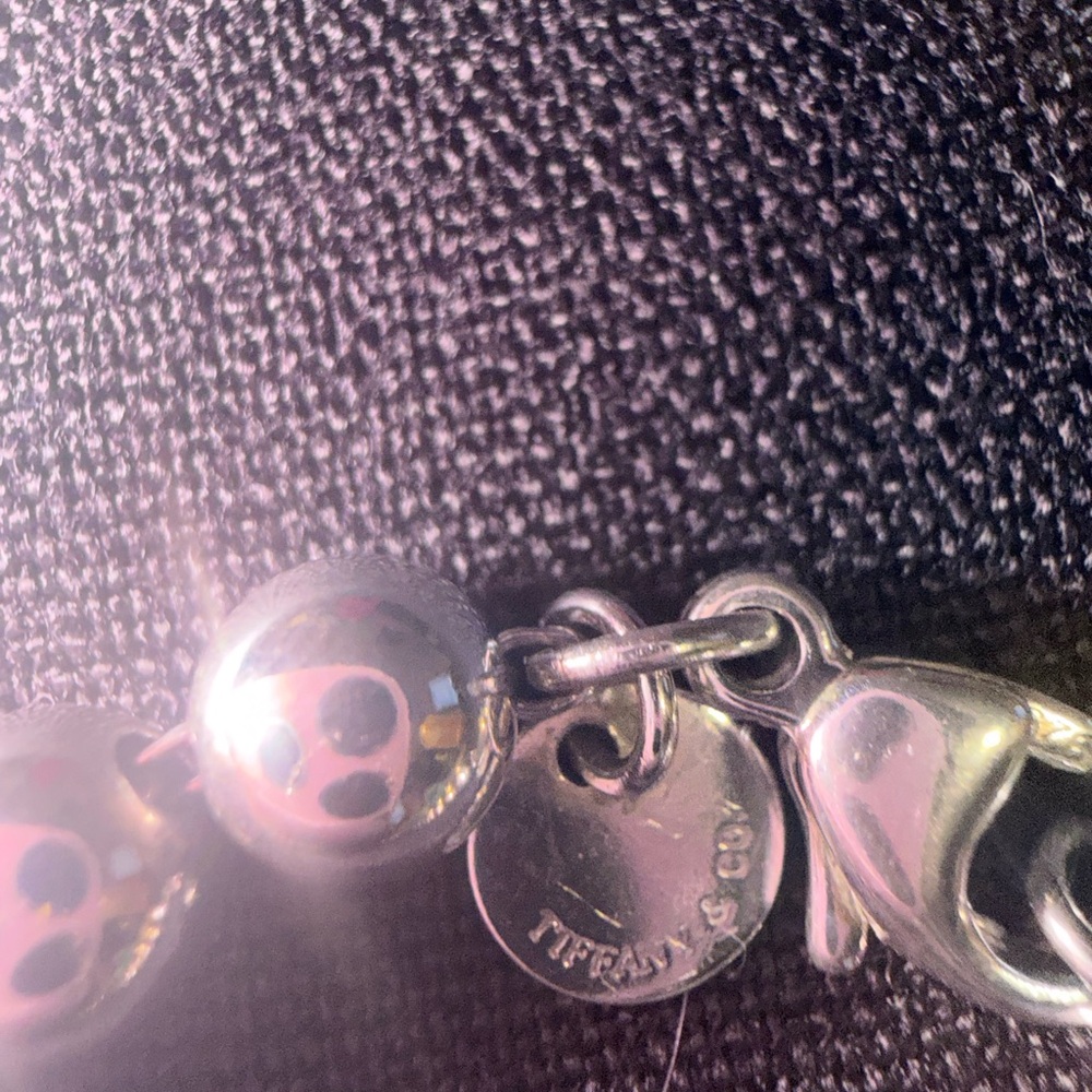 Auth Tiffany & Co Sterling Silver Graduate Beaded Ball Neck 16.25 in Send Offer - Picture 4 of 7